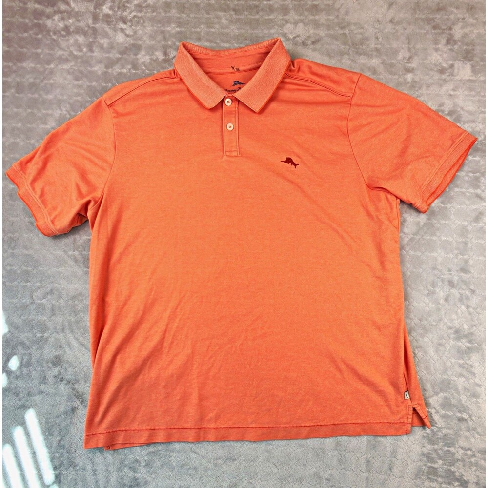 Tommy Bahama Men’s XL Polo Shirt Salmon Supima Cotton Blend Marlin Golf.